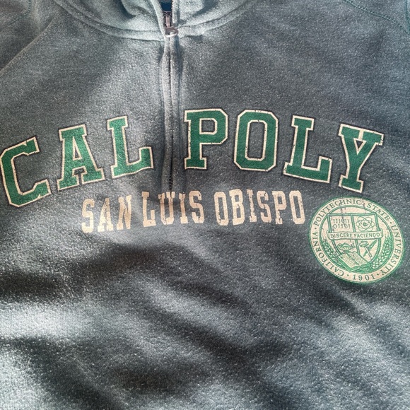 RARE VINTAGE 2000s COLLEGIATE CAL POLY SAN LUIS OBISPO GREEN HALF ZIP CREWNECK - Picture 3 of 7